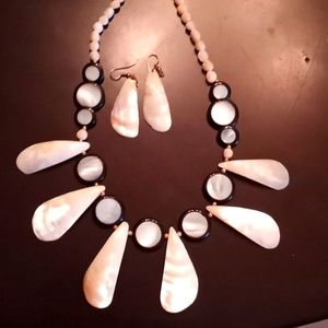 Mother of pearl necklace and earrings
